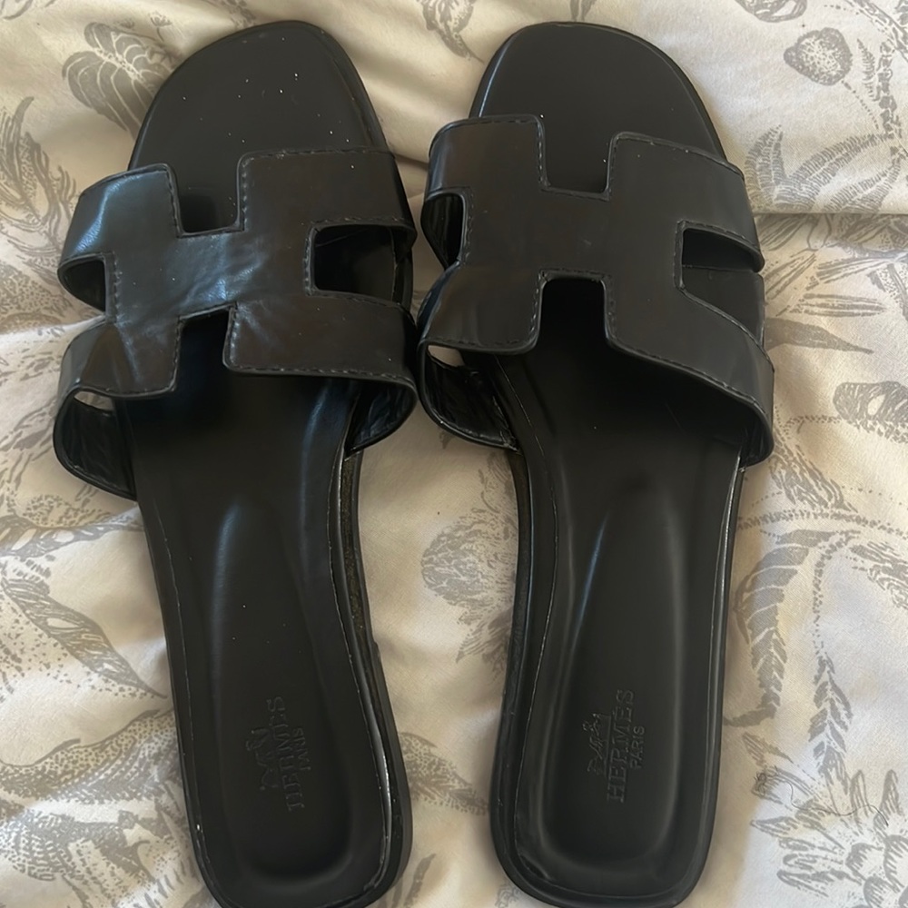 Size 9 Hermes black flat, very cute and have a lot of life
